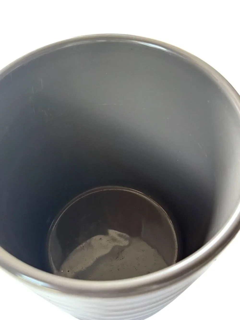 Ceramic Planter Pot Gray Ribbed Design Made In Germany Indoor/Outdoor Use
